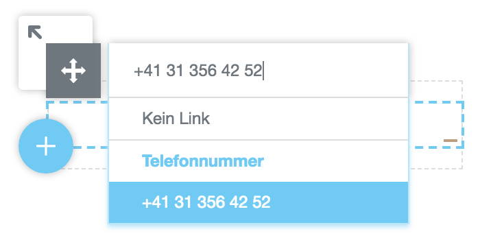 Telefonnummer im Linkfeld eingeben