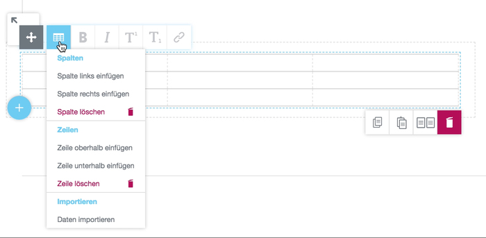 Spalten und Zeilen einfügen, löschen Daten importieren
